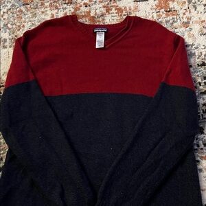 Patagonia V-Neck Sweater - Burgundy and Dark Gray